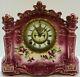 Antique Working 1881 Ansonia Victorian Porcelain Open Escapement Mantel Clock