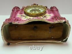 Antique Working 1881 ANSONIA Victorian Porcelain Open Escapement Mantel Clock