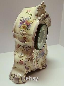 Antique Working 1882 ANSONIA La Normandie Porcelain Open Escapement Mantel Clock