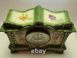 Antique Working ANSONIA La Palma Royal Bonn Victorian Porcelain Mantel Clock
