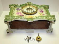 Antique Working ANSONIA La Palma Royal Bonn Victorian Porcelain Mantel Clock