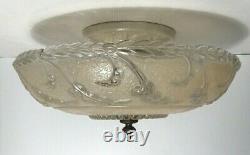 Antique beige glass 14 Art Deco flush mount ceiling light fixture Porcelier