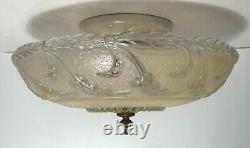 Antique beige glass 14 Art Deco flush mount ceiling light fixture Porcelier