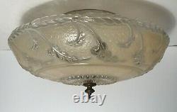 Antique beige glass 14 Art Deco flush mount ceiling light fixture Porcelier