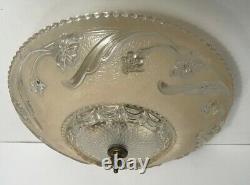 Antique beige glass 14 Art Deco flush mount ceiling light fixture Porcelier