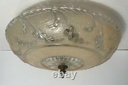 Antique beige glass 14 Art Deco flush mount ceiling light fixture Porcelier