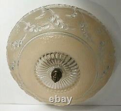 Antique beige glass 14 Art Deco flush mount ceiling light fixture Porcelier