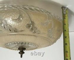 Antique beige glass 14 Art Deco flush mount ceiling light fixture Porcelier