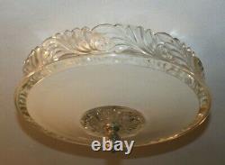 Antique beige glass flush mount original 40s art deco light fixture chandelier