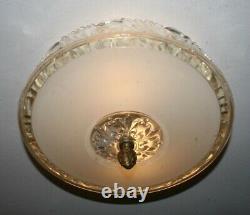 Antique beige glass flush mount original 40s art deco light fixture chandelier