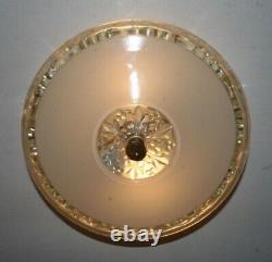 Antique beige glass flush mount original 40s art deco light fixture chandelier