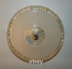 Antique beige glass flush mount original 40s art deco light fixture chandelier