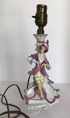 Antique c1920s Pre WWII German Porcelain Lamp Art Deco Style Ceramic Bell Shade