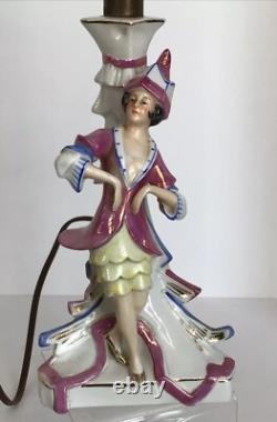Antique c1920s Pre WWII German Porcelain Lamp Art Deco Style Ceramic Bell Shade