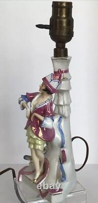 Antique c1920s Pre WWII German Porcelain Lamp Art Deco Style Ceramic Bell Shade