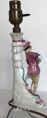 Antique c1920s Pre WWII German Porcelain Lamp Art Deco Style Ceramic Bell Shade