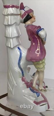 Antique c1920s Pre WWII German Porcelain Lamp Art Deco Style Ceramic Bell Shade