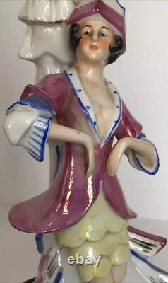 Antique c1920s Pre WWII German Porcelain Lamp Art Deco Style Ceramic Bell Shade