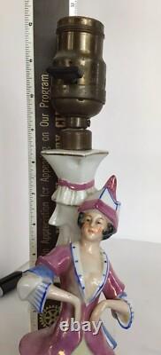 Antique c1920s Pre WWII German Porcelain Lamp Art Deco Style Ceramic Bell Shade