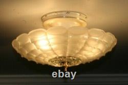 Antique frosted 12 inch glass flush mount Art Deco light fixture chandelier