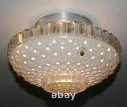 Antique frosted glass 1000 eye shade flush mount ceiling light fixture Art Deco