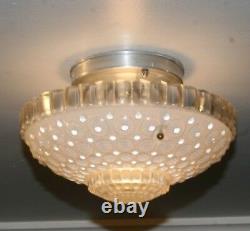 Antique frosted glass 1000 eye shade flush mount ceiling light fixture Art Deco