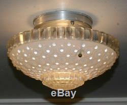Antique frosted glass 1000 eye shade flush mount ceiling light fixture Art Deco