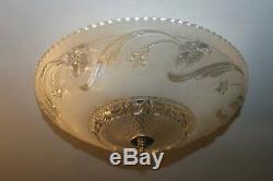 Antique frosted glass 14 Art Deco flush mount ceiling light fixture Porcelier