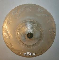 Antique frosted glass 16 Art Deco flush mount ceiling light fixture Porcelier