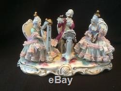 Antique german porcelain. Dresden group of musicians. Marked Bottom