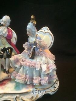 Antique german porcelain. Dresden group of musicians. Marked Bottom