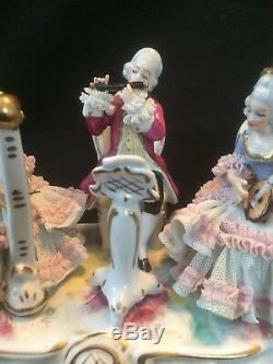 Antique german porcelain. Dresden group of musicians. Marked Bottom