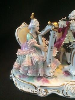 Antique german porcelain. Dresden group of musicians. Marked Bottom