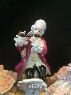 Antique german porcelain. Dresden group of musicians. Marked Bottom