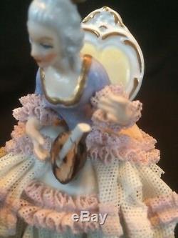 Antique german porcelain. Dresden group of musicians. Marked Bottom