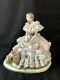Antique German Porcelain. Dresden Lady With Borzoi Dog Marked Bottom