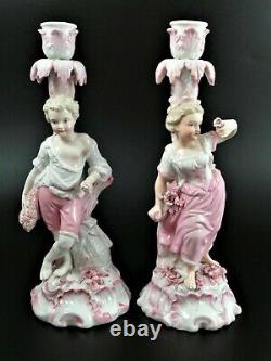 Antique pair of porcelain candelabrum, Giulio Richard of Milan, c. 1880