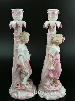 Antique pair of porcelain candelabrum, Giulio Richard of Milan, c. 1880