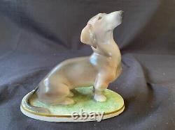 Antique porcelain figurine Friedrich Wilhelm Wessel dachshund. Marked bottom