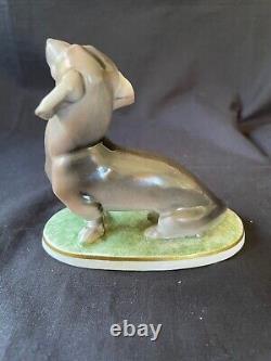 Antique porcelain figurine Friedrich Wilhelm Wessel dachshund. Marked bottom