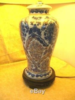 Antique quality Large blue and white Oriental style ceramic table lamp