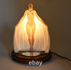 Argilor Paris Lampe en porcelaine lamp veilleuse Art Deco FRANCE