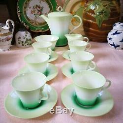 Art Deco 1920s Shelley Green 15 Piece Coffee Set In Good Condition