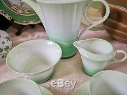 Art Deco 1920s Shelley Green 15 Piece Coffee Set In Good Condition