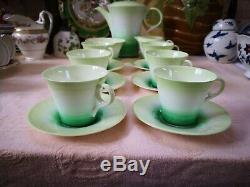 Art Deco 1920s Shelley Green 15 Piece Coffee Set In Good Condition