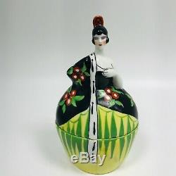 Art Deco 1930s Porcelaine Ceramic Bonbonniere France Spanish Dancer Flamenco