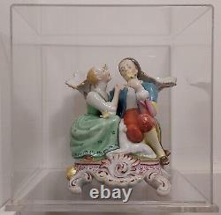 Art Deco 1939 Herend Hungarian Porcelain Romantic Couple Figural Group Twin-Vase
