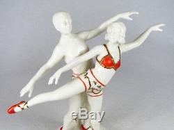 Art Deco Aelteste Volkstedter Porcelain Figurine Male & Female Ballerina Dancers