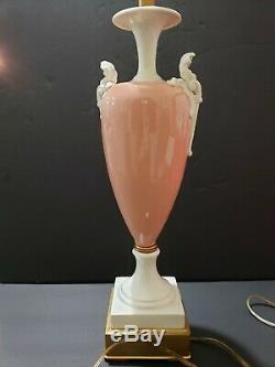 Art Deco Antique Davart Lenox Porcelain Urn Vase Pink Cream Brass Table Lamp