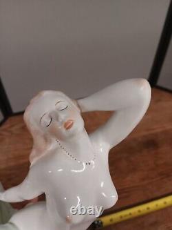 Art Deco Aquincum Hungary Porcelain Nude Women Figurine 10 Antique C. 1930